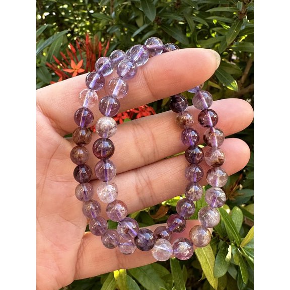 Super 7 Crystal Bead Bracelet 7-8mm, Genuine Super 7 Stretch Gemstone Bracelet, Healing Crystal Bracelet Bead Bracelet, Gift for Men & Women
