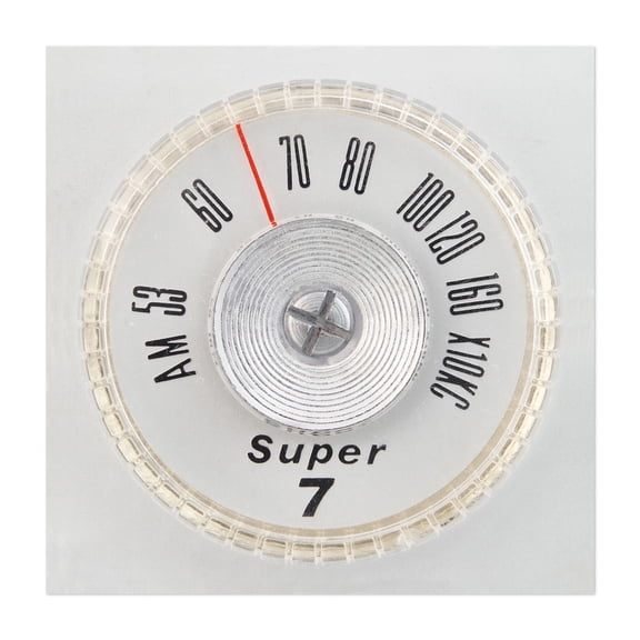 Super 7 portable radio dial - Photography Retro Vintage Mid-Century Modern Nostalgia Geometric Minimalist Unframed Wall Art Print 6 x 6 inches