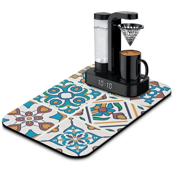 Super Absorbent 19.5x12in Mexican Coffee Drying Mat Diatom Mud Dish Pad Coffee Mat An Elegant Kitchen Gadget Ensuring Dry & Organized Counters