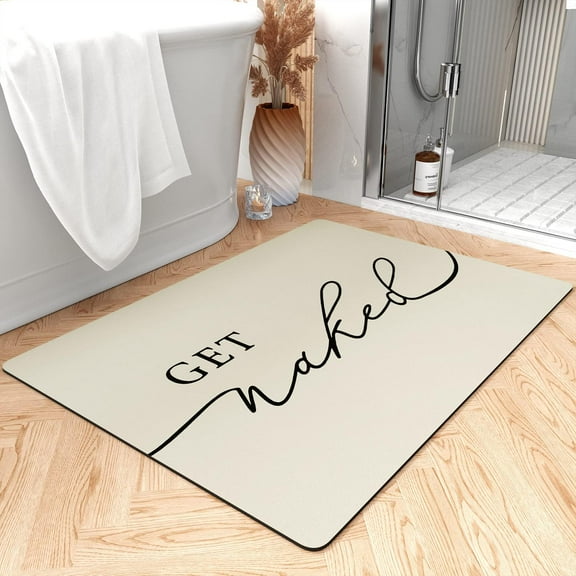 Super Absorbent Bath Mat 17"x24" Beige NonSlip Quick Dry Bath Rug with Rubber Backing; UltraThin Design Fits Under Door Perfect for Bathroom Floors