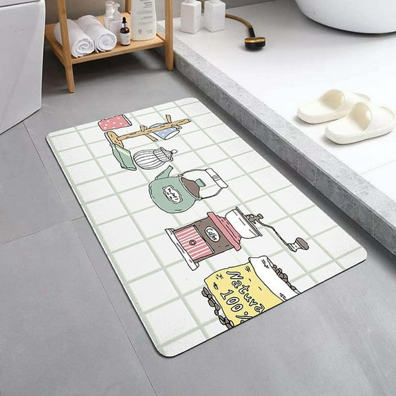 Super Absorbent Bath Mat, Quick-Drying Bathroom Mats, Super Absorbent Living Room Floor Mat, Rubber Non-Slip Bottom, Easy to Clean Bathroom Rug, Simple Kitchen Doormat (Rectangle , 40x60cm)