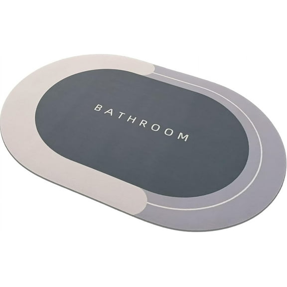 Super Absorbent Bath Mat Quick-Drying Thin Bathroom Mat Non-Slip Stain Resistant Bathroom Rug Kitchen Living Room Floor Mat Easy to Clean Shower Rug for Bathtub (Oval,15.7" x 23.6")