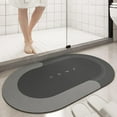 thumbnail image 1 of Super Absorbent Bath Mat, Quick-drying Bathroom Mats, Super Absorbent Living Room Floor Mat , Rubber Non-slip Bottom, Easy to Clean Bathroom Rugs, Simple Kitchen Doormat (Oval Dark Gray, 40x60cm), 1 of 6