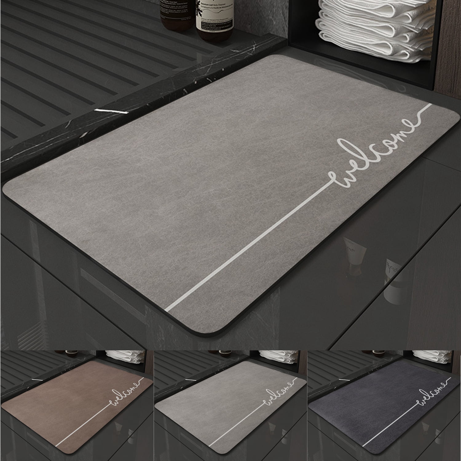 Super Absorbent Bath Mat Soft Diatom Mud Quickly Drying Carpet Bathroom Non-slip Floor Mat ...