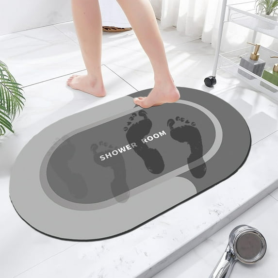 Super Absorbent Bath Rug Non Slip Washable Hard Surface Polyester Fast Drying Dirt Resistant Thin Floor Mat for Bathtub Shower Room Laundry Kitchen Entry Modern Home Decor 40x60cm