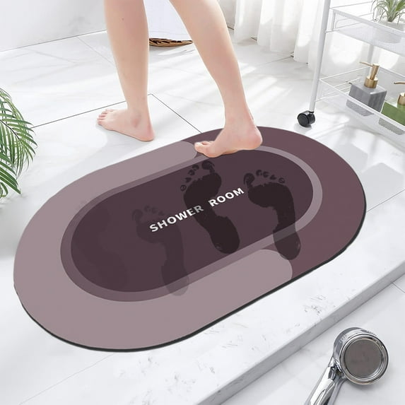 Super Absorbent Bath Rug Non Slip Washable Hard Surface Polyester Fast Drying Dirt Resistant Thin Floor Mat for Bathtub Shower Room Laundry Kitchen Entry Modern Home Decor 40x60cm