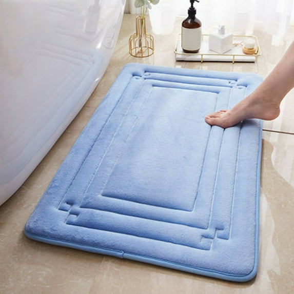 Super Absorbent Bathroom Floor Mat | Machine Washable Non-Slip Bath Rug | Soft Golden Turtle Velvet Material | Quick-Dry 40X60Cm Blue Shag Carpet for Tub & Sink Areas