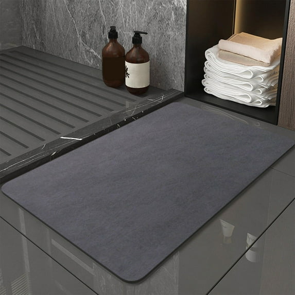 Super Absorbent Bathroom Floor Mat | Non Slip Diatom Mud Quick Dry Carpet | Water & Oil Resistant Mat | Soft Foldable PVC Rug | 40x60cm | Easy Clean for Entry, Kitchen, Laundry