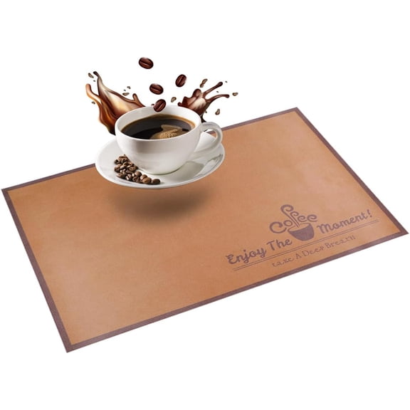 Super Absorbent Coffee Bar Mat Countertops Accessories Spill Mat for Under Coffee Maker Coffee Pot Espresso Machine Dish Rack, Hide Stain, Fast Drying and Washable (Brown, 12"x 19")