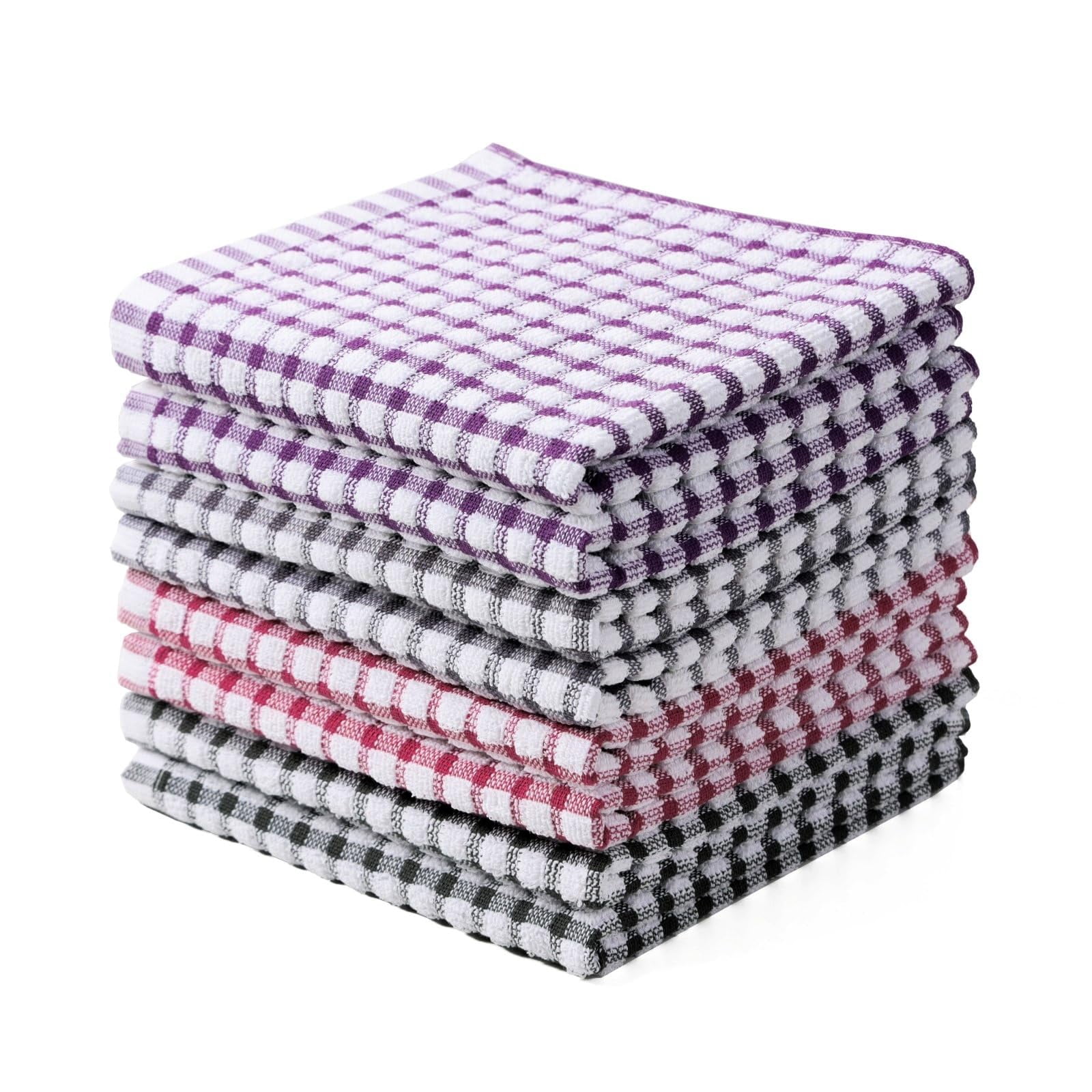 Super Absorbent Cotton Dish Cloths for Kitchen, Durable Dish Towels Pack of 8, 12x12 Inch Kitchen Cleaning Towels
