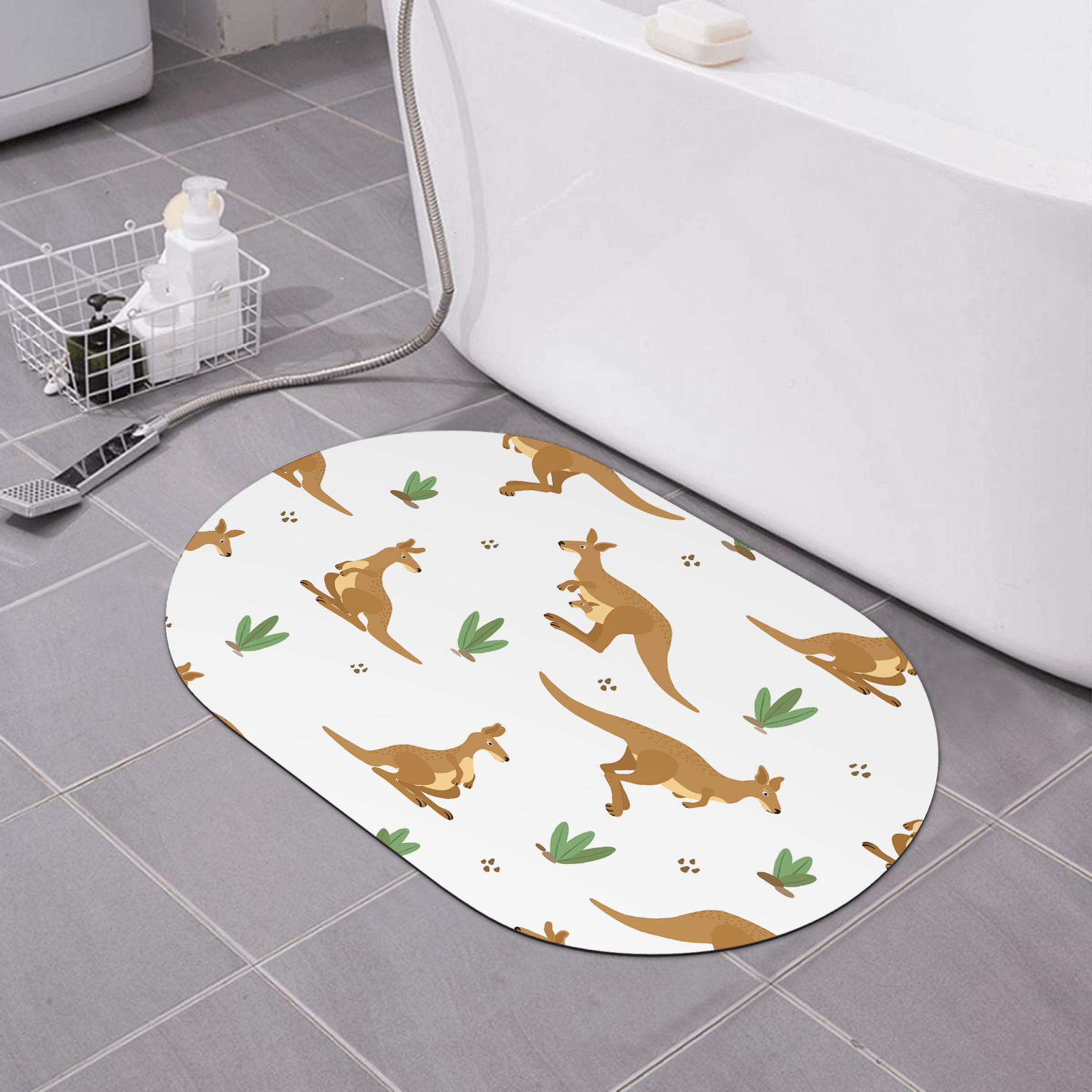 Super Absorbent Diatomaceous Earth Bath Mat Kangaroo With Animals And