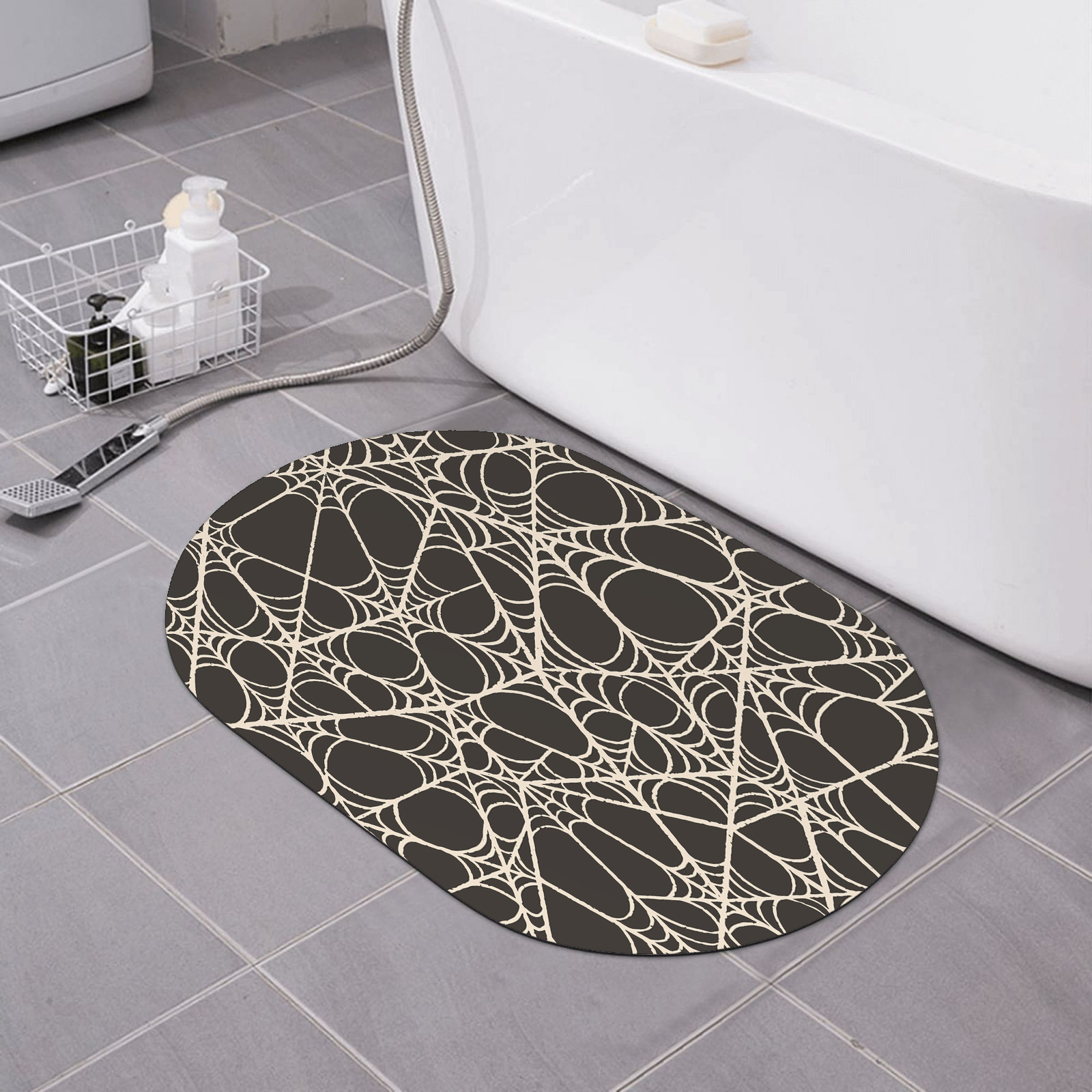 Super Absorbent Diatomaceous Earth Bath Mat Spiderweb Halloween Quick