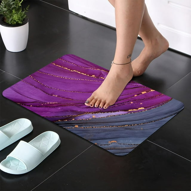 Super Absorbent Diatomaceous Earth Stone Bath Mat,Purplish Grey Marble