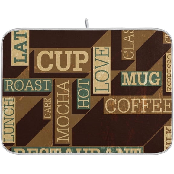 Super Absorbent Dish Drying Mat Microfiber Fast-Drying Dish Mat 16" x 18" Kitchen Dish Drying Pad Mandala Turquoise Teal Blue Green