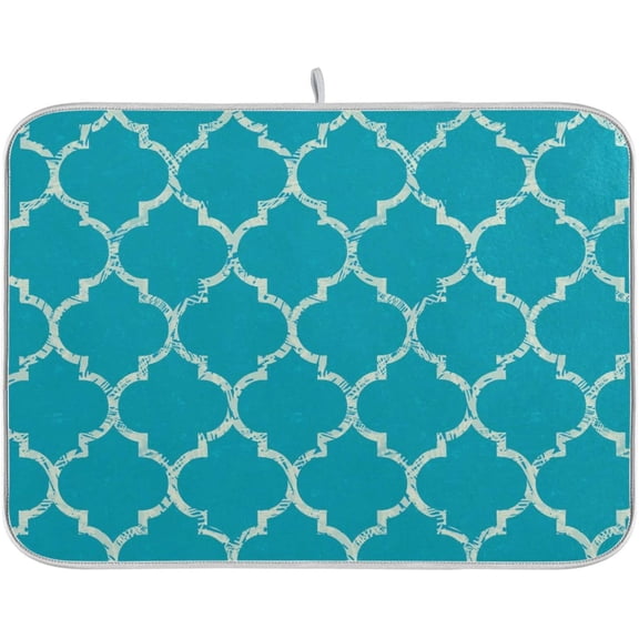 Super Absorbent Dish Drying Mat Microfiber Fast-Drying Dish Mat 16" x 18" Kitchen Dish Drying Pad Mandala Turquoise Teal Blue Green