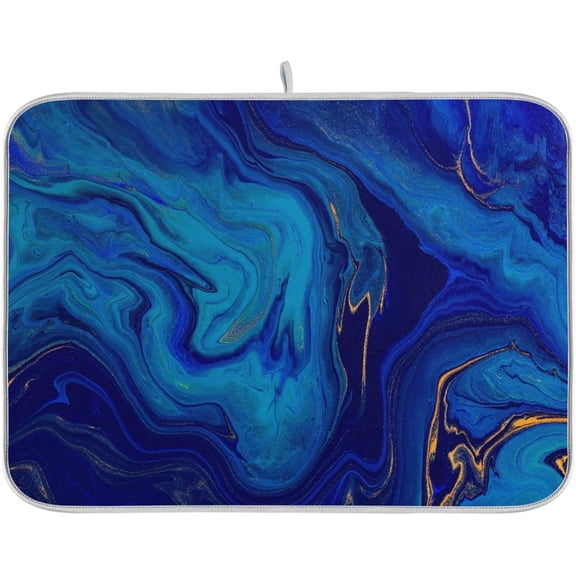 Super Absorbent Dish Drying Mat Microfiber Fast-Drying Dish Mat 16" x 18" Kitchen Dish Drying Pad Mandala Turquoise Teal Blue Green