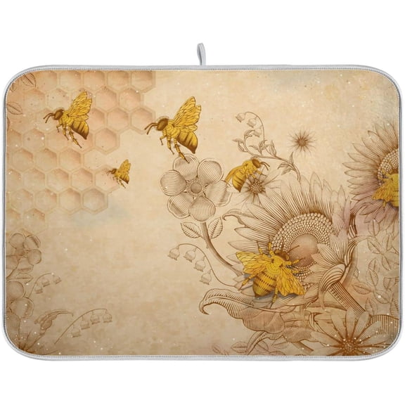 Super Absorbent Dish Drying Mat Microfiber Fast-Drying Dish Mat 16" x 18" Kitchen Dish Drying Pad Mandala Turquoise Teal Blue Green