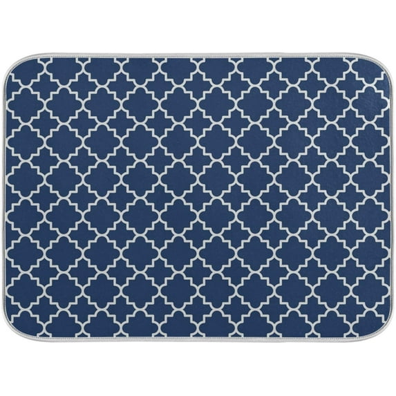 Super Absorbent Dish Drying Mat Microfiber Fast-Drying Dish Mat 16" x 18" Kitchen Dish Drying Pad Watercolor Cute Navy Blue Moroccan
