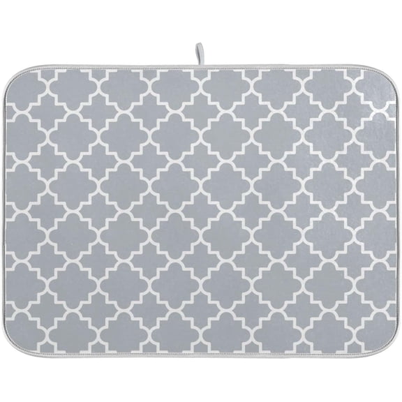 Super Absorbent Dish Drying Mat, Microfiber Fast-Drying Dish Mat, 24'''' x 18'''', Kitchen Dish Drying Pad, Grey Moroccan, g295080429p523c558s1114
