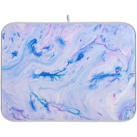 Super Absorbent Dish Drying Mat, Microfiber Fast-Drying Dish Mat, 24" x 18", Kitchen Dish Drying Pad, Marble Blue Pink