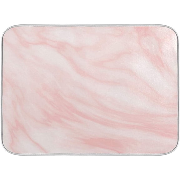 Super Absorbent Dish Drying Mat, Microfiber Fast-Drying Dish Mat, 24" x 18", Kitchen Dish Drying Pad, Pink Coral Marble
