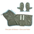 thumbnail image 1 of Super Absorbent Dog Bathrobe Towel, Quick Drying Microfiber Pet Drying Robe with Dinosaur Hood, Soft Dog Bath Towel for Large Medium Small Dogs, Cozy Pajamas with Drying Gloves, Gray, M, 1 of 7