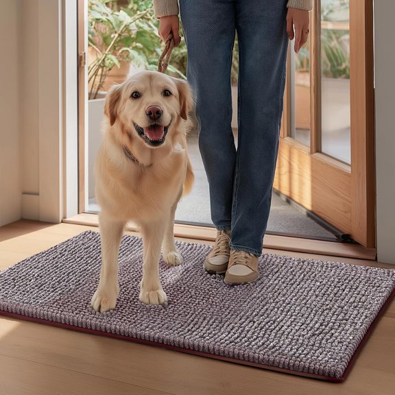 Super Absorbent  Door Mat for Muddy Paws 30x20 Inch Indoor, Front Doormat Outside Entrance, Quick Dry Chenille Washable  Crate Bed, Non-Slip Pet Rug Mud Mat Outdoor Entryway, Brown