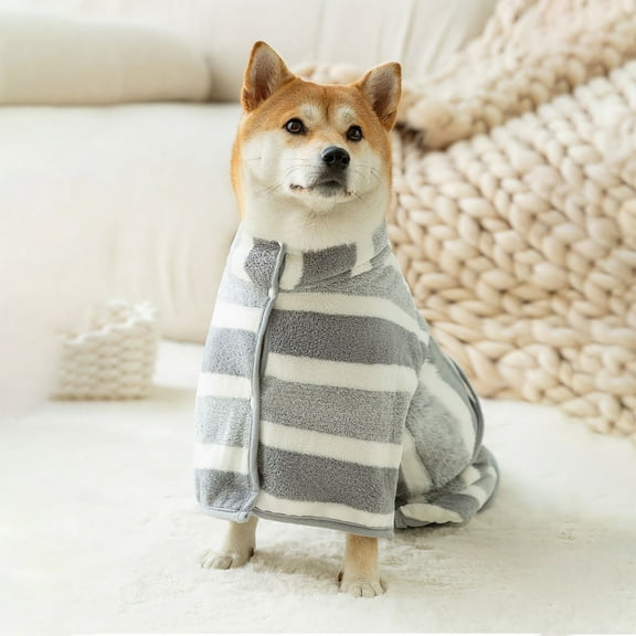 Super Absorbent Fast Drying Pet Bathrobe for Dogs After Bath, Warm Fleece Drying Robe Wrap for Small Medium Dogs