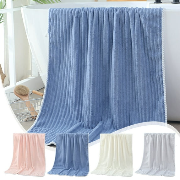 Super Absorbent Fleece Bath Towel, Large Striped Design with Precision Lock Edge and Hanging Loops, Quick-drying & Plush Feel for Bathroom, Spa, and Guest Use,Vsgery