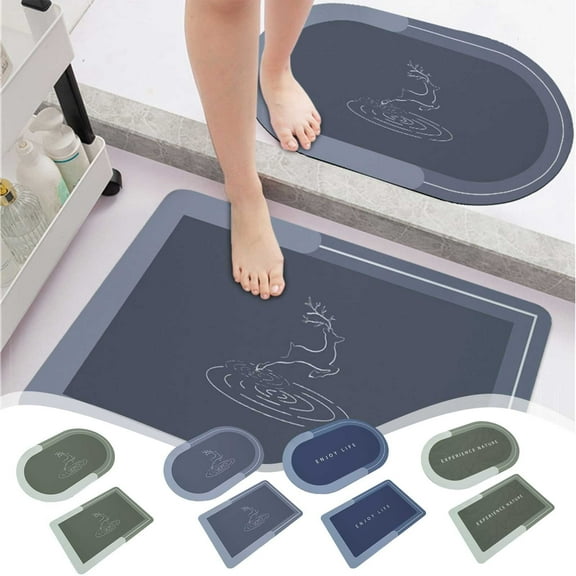 Super Absorbent Floor Mat for Bathroom Non Slip Diatomaceous Bath Mats Fast Drying Soft Carpet for Shower Tub Outdoor Doormats