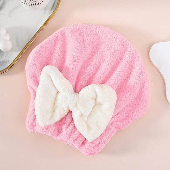Super Absorbent Hair Towel Wrap for Wet Hair, 2026 New Microfiber Hair Towel Wrap Women Quick-Drying Hair Towels, Soft Bow Tie Wet Hair Towels Wrap for Women Accessories (Pink, 10.7inch)