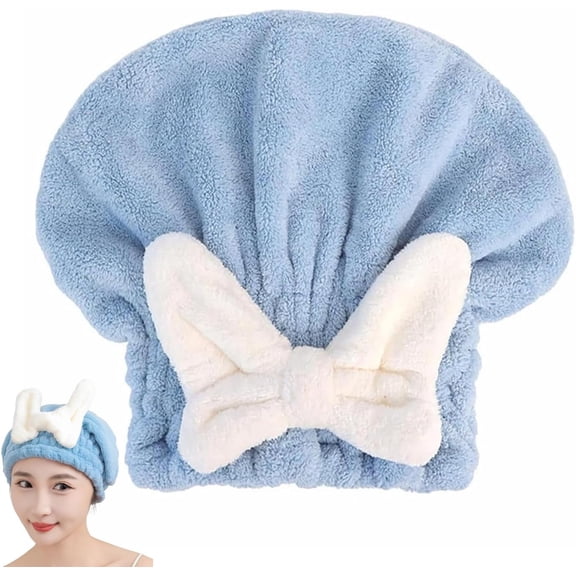 Super Absorbent Hair Towel Wrap for Women, Microfiber Hair Turban with Bow Design, Fast Drying for Thick and Curly Hair, Frizz Control for Wet Hair After Washing