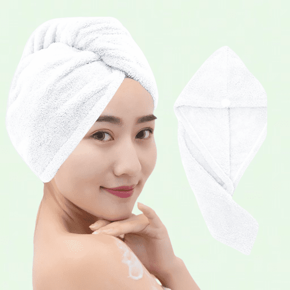 Super Absorbent Hair Towel Wrap for Women, 10 x 26 Inch Quick Dry Hair Turban, Ideal for Curly, Long & Thick White Hair