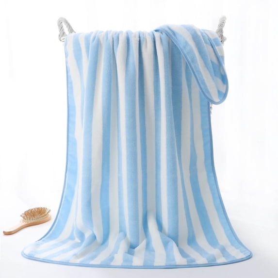 Super Absorbent Microfiber Bath Towels Lint Free Quick Dry Soft Striped Towels for Hair, Beach, Gym, Adult, Thick
