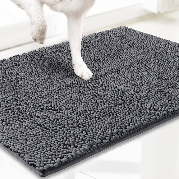 Super Absorbent Microfiber Dog Door Mat for Muddy Paws, Non-Slip Washable Pet Rug, Quick Dry Chenille Entryway Carpet
