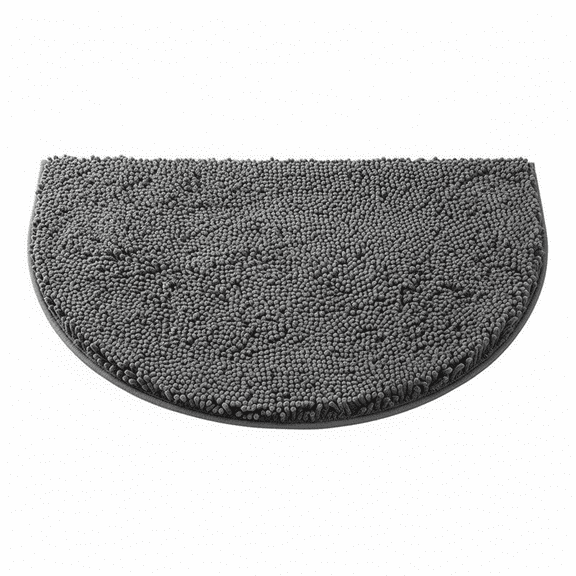 Super Absorbent Microfiber Half Circle Dog Door Mat for Mucky Paws, Non-Slip Washable Pet Rug, Quick Dry Chenille Entryway Carpet, Machine Washable Indoor Outdoor Mat, Dark Grey 16"x24", Seen on TV