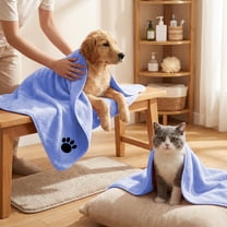 Super Absorbent Microfiber Pet Bath Towel - Extra Large Soft Quick Dry Grooming Towel for Dogs Cats, Coral Fleece Drying Cloth for After Bath Swimming Rain Walks