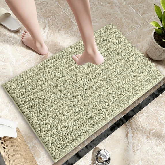 Super Absorbent Non Slip Bathroom Rug Soft Microfiber Bath Mat Quick Dry Washable Toilet Door Mat for Bedroom Kitchen Entryway Laundry