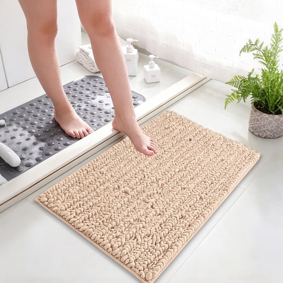 Super Absorbent Non Slip Bathroom Rug Soft Microfiber Bath Mat Quick Dry Washable Toilet Door Mat for Bedroom Kitchen Entryway Laundry