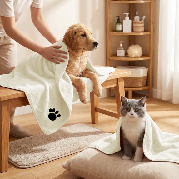 Super Absorbent Pet Bath Towel, Large Microfiber Dog Drying Towel for Cats, Fast Dry Soft Grooming Towel, Absorbent Cloth for Pet Bathing and Cleaning