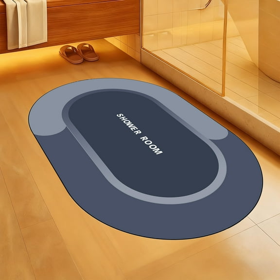 Super Absorbent Quick Dry Bathroom Floor Mat - Non-Slip Backing Washable Shower Rug for In Front Of Bathtub, Soft Durable Bath Mat Ideal for Shower Room, 23.6*15.7in, Blue