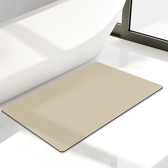 Super Absorbent Thin Bathroom Rug, Quick Drying Bath Rugs Mats, Rubber Non-Slip Shower Rug, Washable Bathroom Floor Rug, Rugs for Bathroom, Bathtub, Shower and Sink (16"x24", Beige)