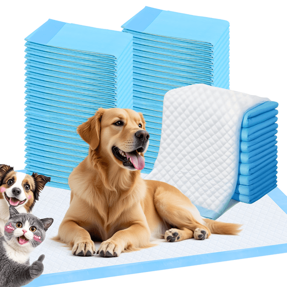 Super Absorbent Waterproof Dog and Puppy Pet Training Pad, Housebreaking Pet Pad, Large-Size, 23.6"X35.4", blue, large 60pcs
