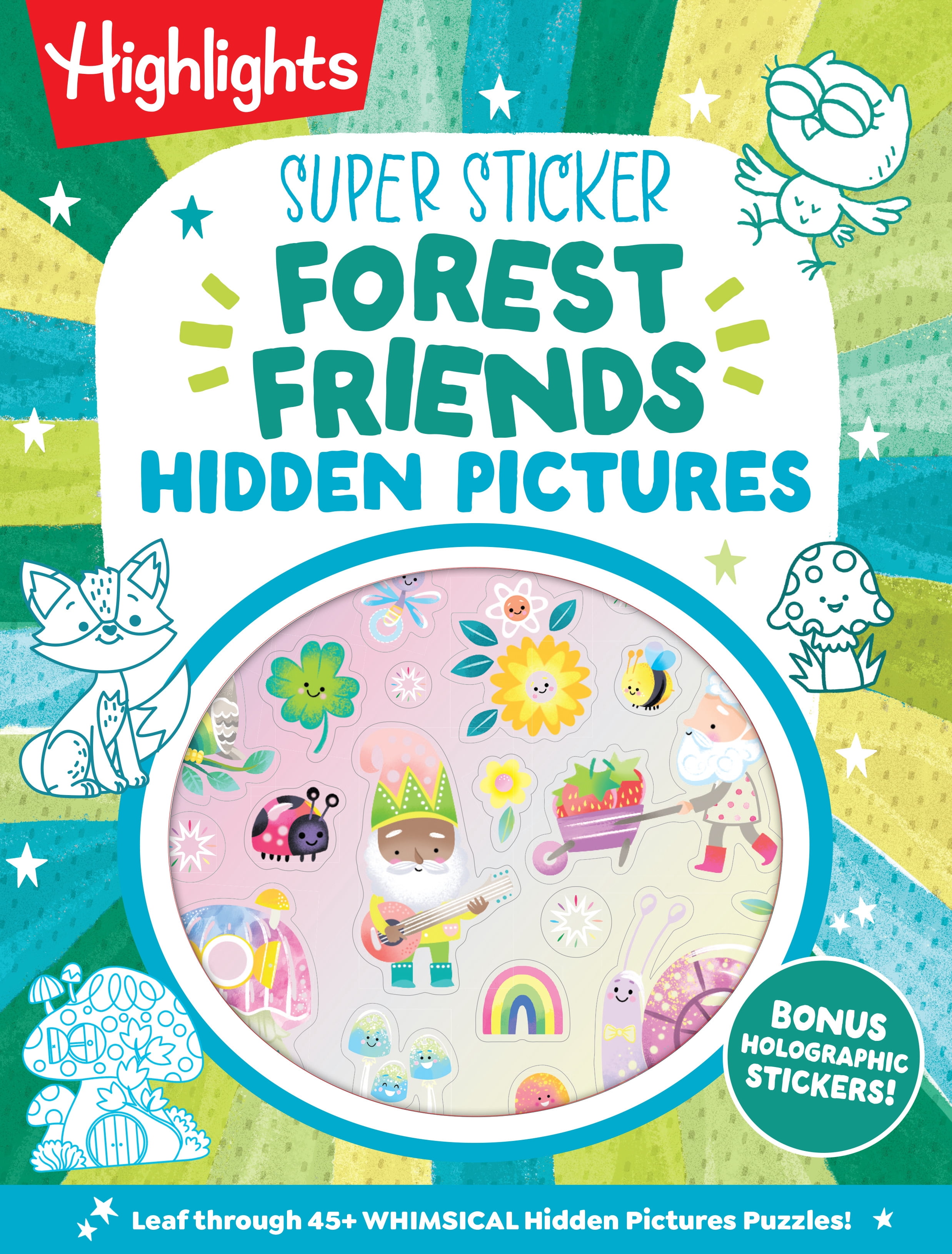 Super Sticker Forest Friends Hidden Pictures: 64-Page Puzzle Book for Kids 6-9 with Classic Hidden Pictures Puzzles, Woodland Animals, Gnomes and Shimmering Holographic Foil Stickers (Paperback)