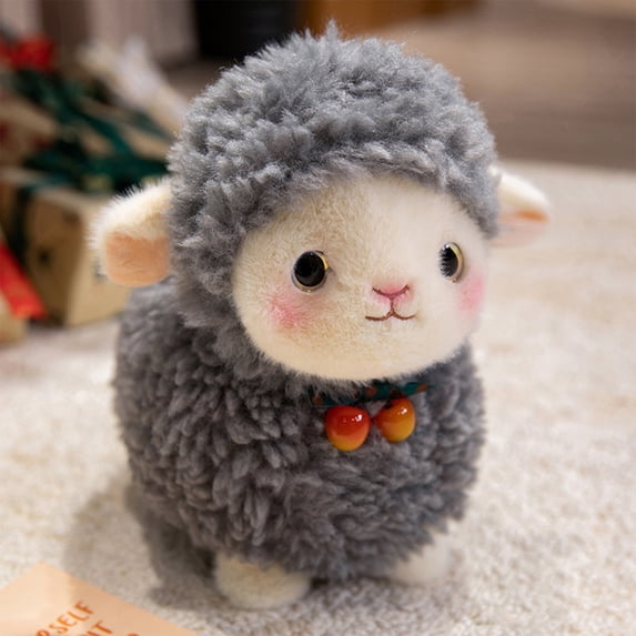 MORESEC Home Super Adorable Small Sheep Plush Doll 9.8 Inch Soft Stuffed Animal Toy with Cherry Pendant Cute Home Decor Gift