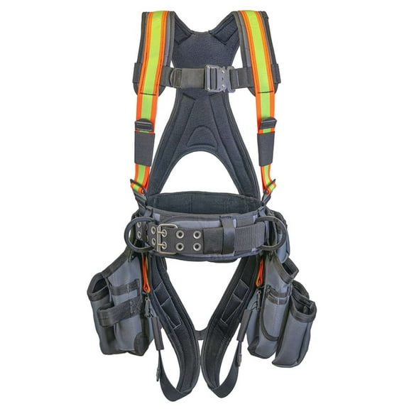 Super Anchor Safety Deluxe Fall Protection Harness Tool Bag Combo - Hi-Vis 6151H