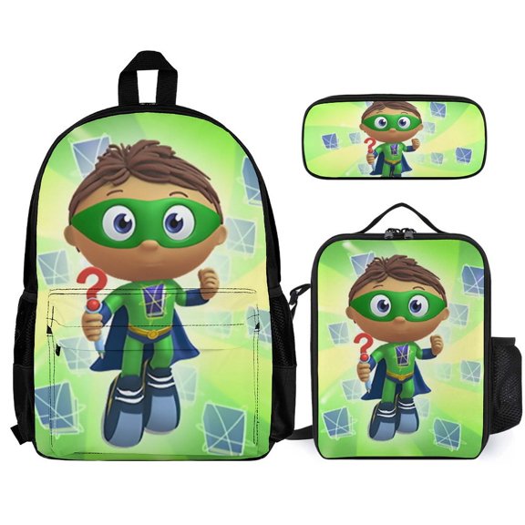 Super Anime Why 3 Pcs Backpack Set With Lunch Bag And Pencil Case Casual Bookbag Lunch Box Pencil Box