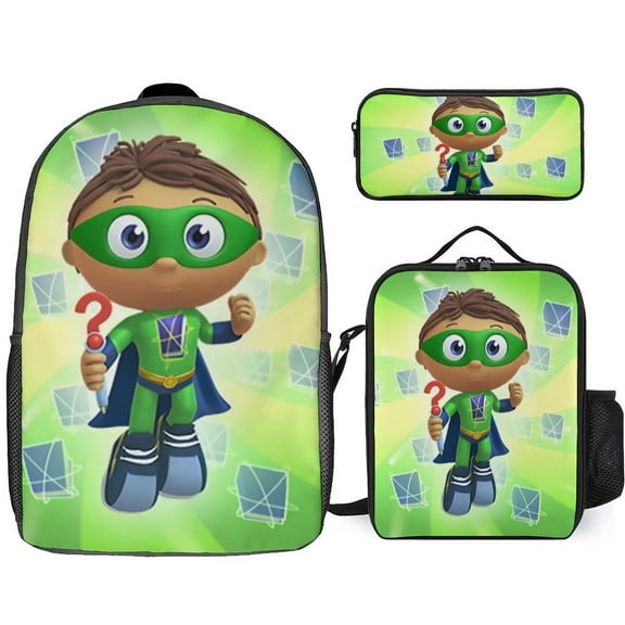 Super Anime Why 3 Pcs Backpack Set With Lunch Bag And Pencil Case Casual Bookbag Lunch Box Pencil Box