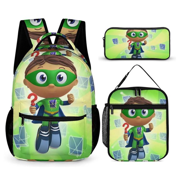 Super Anime Why 3 Pcs Backpack Set With Lunch Bag And Pencil Case Casual Bookbag Lunch Box Pencil Box