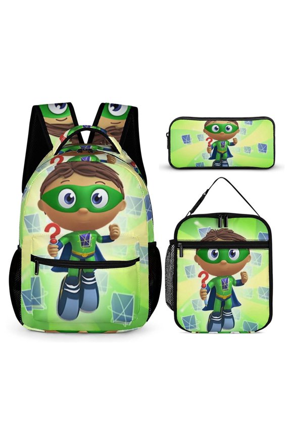 Super Anime Why 3 Pcs Backpack Set With Lunch Bag And Pencil Case Casual Bookbag Lunch Box Pencil Box